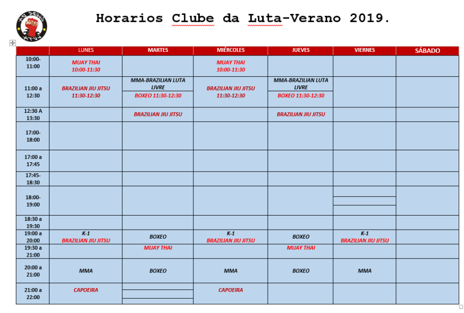 HORARIO VERANO 19